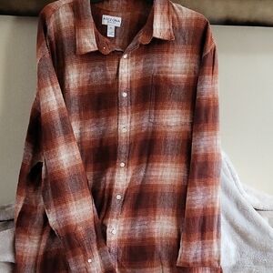 Arizona Jean Company Men's Casual Brown Plaid Shirt